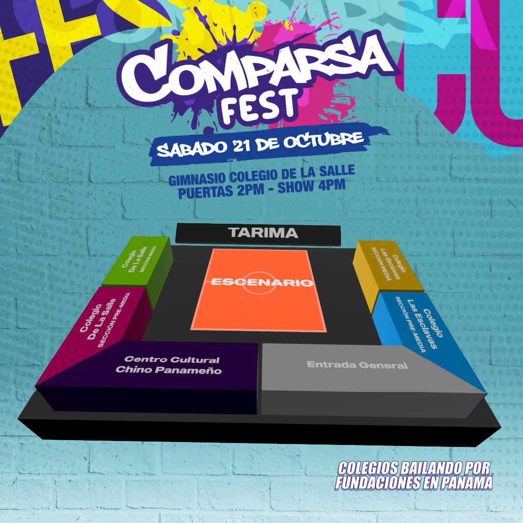 Plot promocional del evento COMPARSA FEST con precios y mapa.
