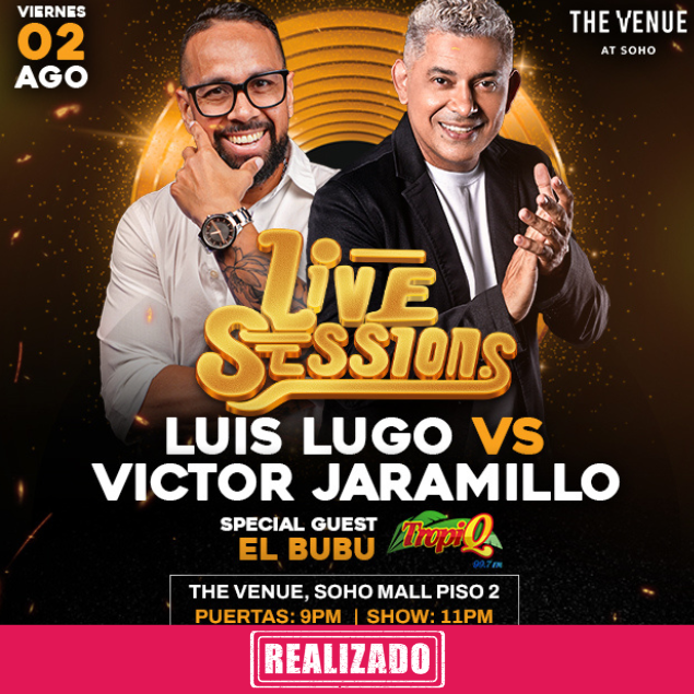 Foto promocional del evento LUIS LUGO VS VICTOR JARAMILLO describiendo los participantes y fechas del evento.