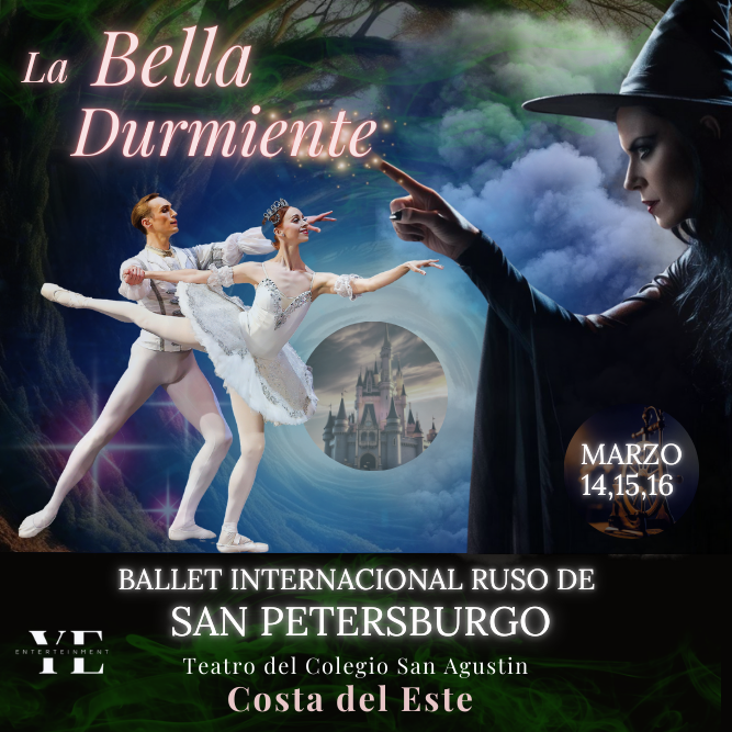 Foto promocional del evento BALLET SAN PETERSBURGO describiendo los participantes y fechas del evento.